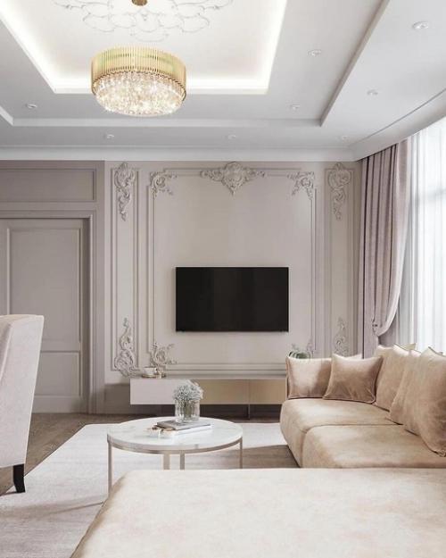 Оформление тв зоны в гостиной. 04