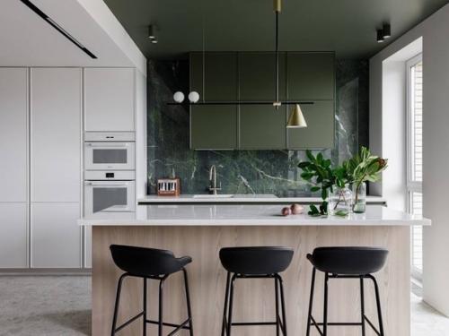 Интерьер квартиры в зеленых тонах. 01