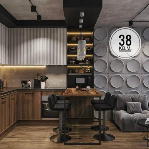 Современный интерьер с продуманной геометрией и уютной атмосферой. 01