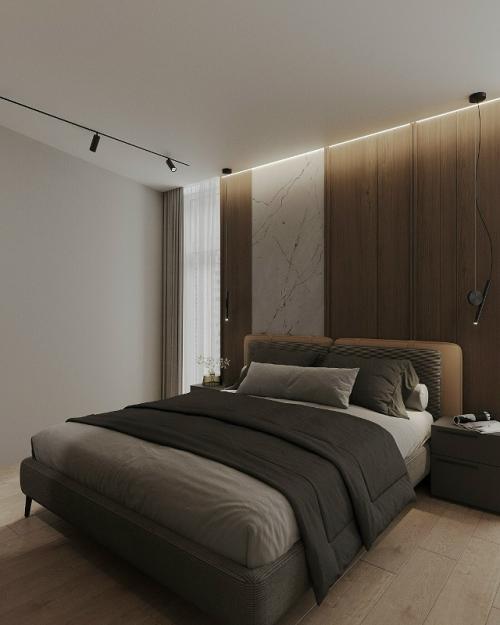 Эта спальня - пространство тишины, баланса и настоящего комфорта.
