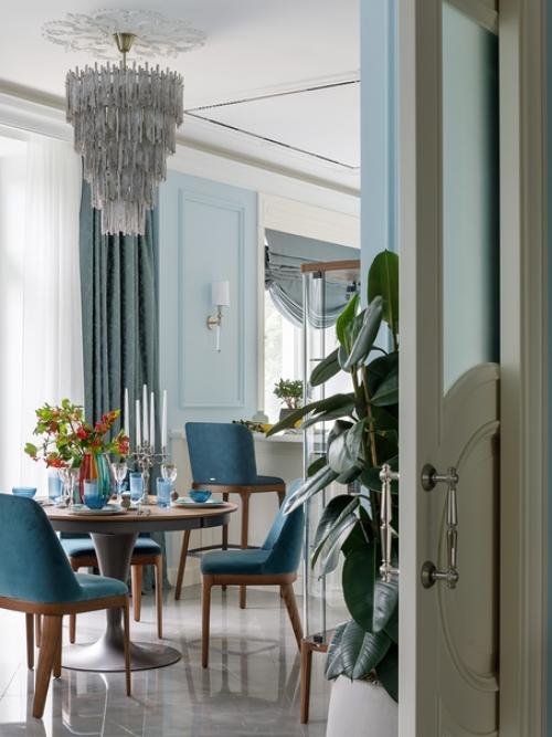 Неоклассика в бирюзовых цветах: Сталинка в Санкт-петербурге, 142 м. 02