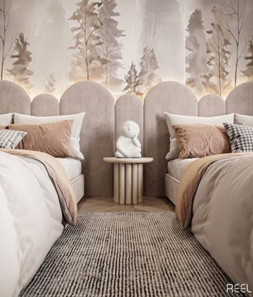 Очень нежный, сказочный интерьер детской спальни для двух сестричек. 04