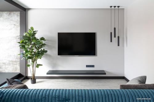 Современный интерьер кухни - гостиной в квартире молодого холостяка в минской новостройке. 08