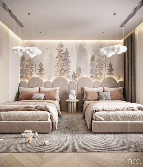 Очень нежный, сказочный интерьер детской спальни для двух сестричек. 03