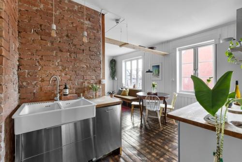 Интересный интерьер квартиры в Осло 33 м 2. зонирование пространства визуально не уменьшает его. 02