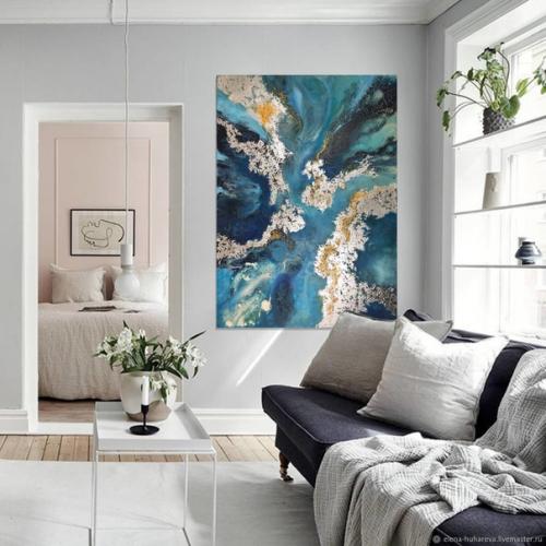 Вмeсто того чтобы оклеивать или окpашивать одну стену, подберите для декора своего дома подходящие по cтилю и настроению картины. 02