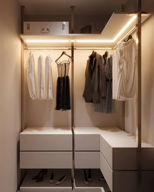 Интерьер спальни в бежевом цвете с золотыми акцентами. 04