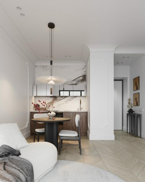 Проект однокомнатной квартиры 36 м 2 в ЖК павелецкая сити в Москве. 02