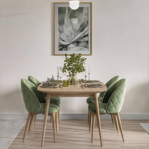 Идея интерьера кухни - гостиной с зелёными акцентами. 05