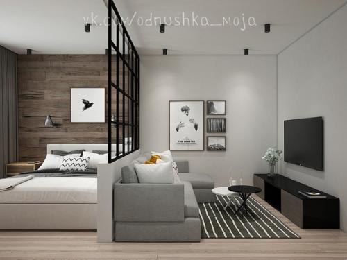 Современный интерьер 1-комнатной квартиры площадью 40 кв. 01