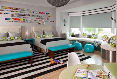 Черно-белая детская с яркими акцентами. 09