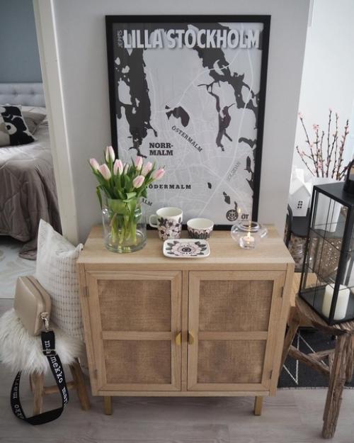 Материалы в интерьере: сочетание дерево + ротанг. 03