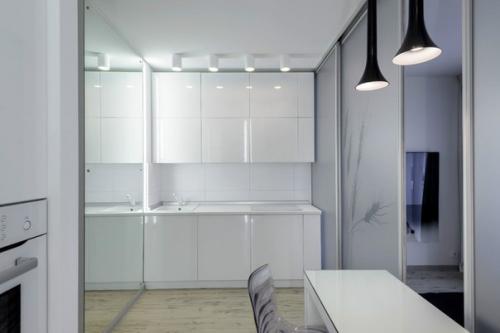 Интерьер кухни и спальни в одной комнате. 02