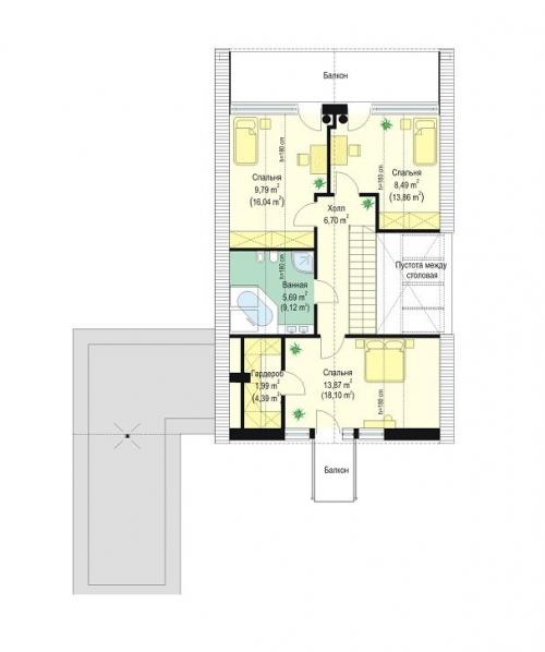 Проект одноэтажного мансардного коттеджа. 03