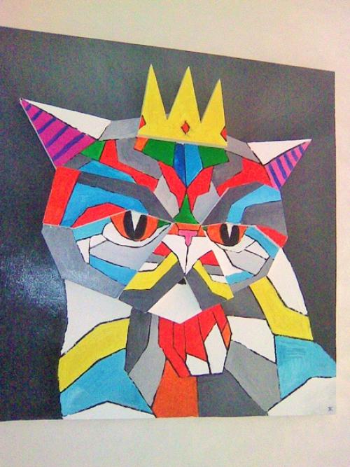 Яркая абстракция. Основные цвета в квартире моего заказчика: белый, серый и черный. 04