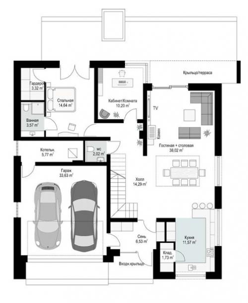 Эскизный проект современной, комфортной городской виллы. 03