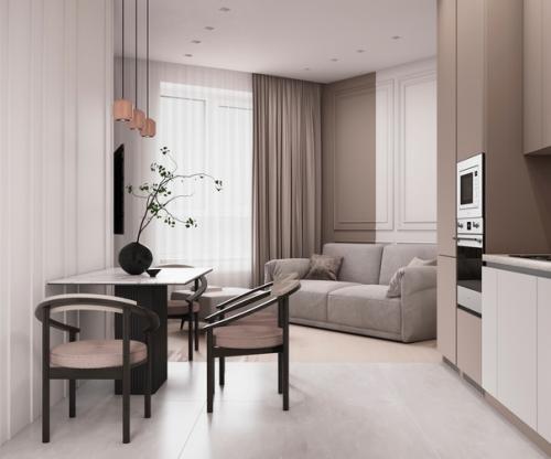 Кухня - гостиная в двух цветах! 05