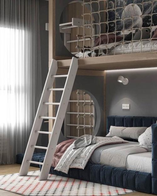 Необычный интерьер детской комнаты в космическом стиле. 03