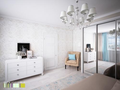 Интерьер спальни в нежных тонах. 03
