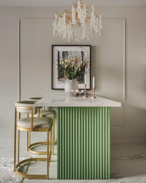 Дизайн интерьера вдохновлён парком Сокольники, который находится в непосредственной близости от дома. 07