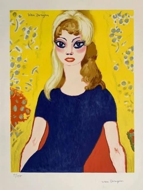 Брижит бардо позирует французскому знаменитому художнику голландского происхождения Кесу ван донгену. 03