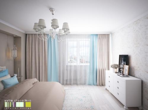 Интерьер спальни в нежных тонах. 04
