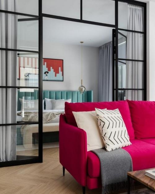 Спальня с гостиной в ярких цветах. 01