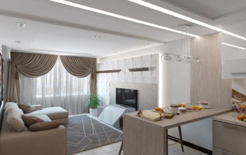 Немного интересных идей, для интерьера маленькой кухни гостиной. 02