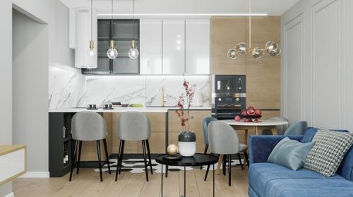 Немного интересных идей, для интерьера маленькой кухни гостиной. 05