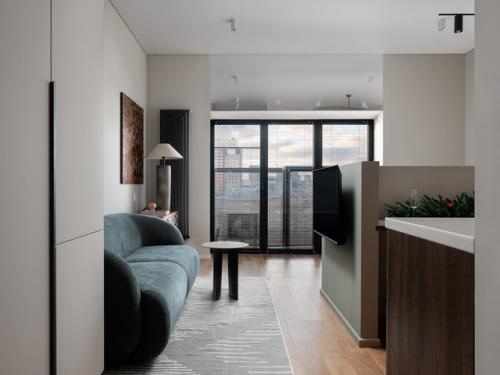 Интерьер квартиры - студии 32 м 2 в ЖК Jazz в Москве. 01