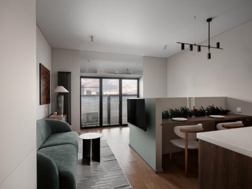 Интерьер квартиры - студии 32 м 2 в ЖК Jazz в Москве. 02