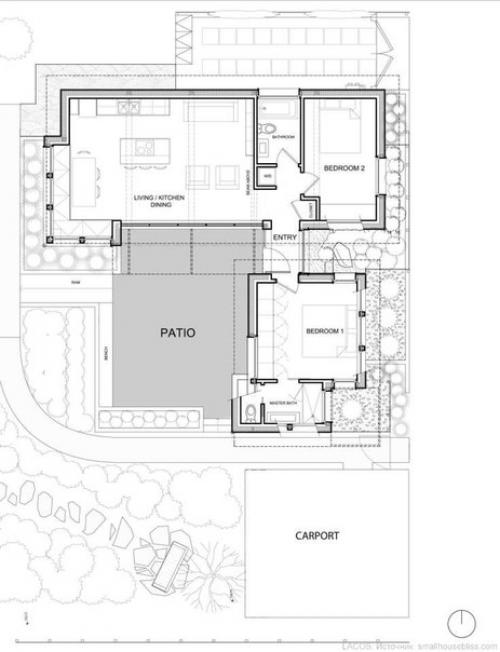 Пример современного коттеджа в Канаде: дом с большим патио и высокими потолками площадью 87, 3 кв. 09