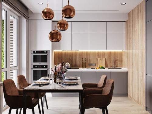 Теплый минимализм. Москва, ЖК Кутузов град 1, S = 60 м 2. 01