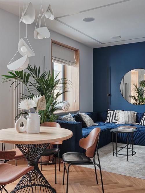 Интерьер квартиры с синими акцентами (60 кв. 02