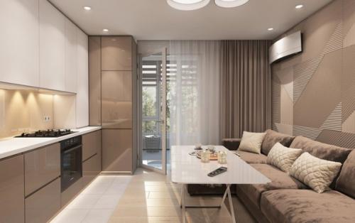 Немного интересных идей, для интерьера маленькой кухни гостиной. 03