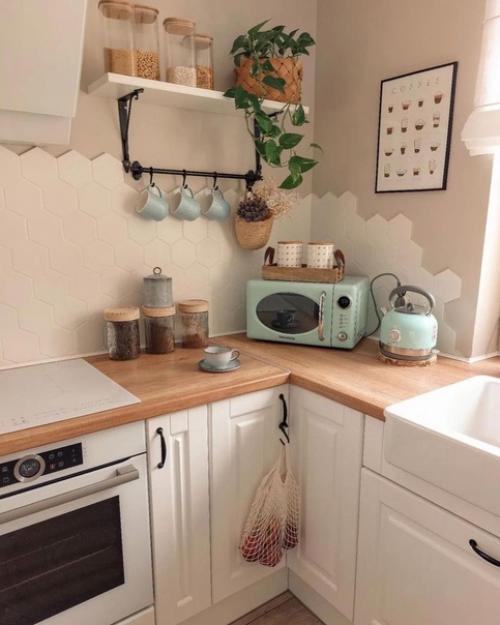 Скандинавский стиль идеален для маленькой кухни и кухни - гостиной в малогабаритной хрущевке или небольшой квартиры - студии. 06