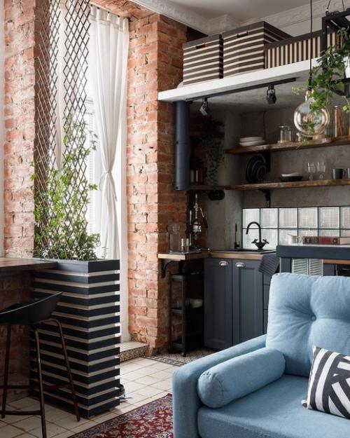 Стильный и атмосферный интерьер для девушки - юриста и ее рыжего котика. 01