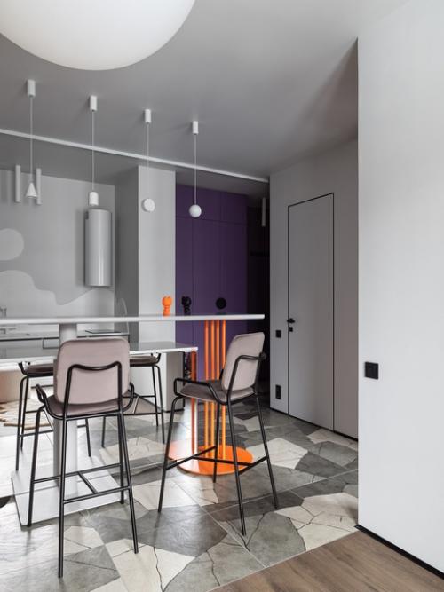 Креативный цветной интерьер 1-комнатной квартиры 40 м 2 в ЖК черная речка в Санкт-петербурге. 06