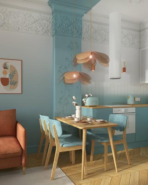 Цветной проект 1-комнатной квартиры 36, 3 м 2 (39, 8 м 2 с лоджией) в ЖК Дубровский в Пушкине (Санкт-петербург. 05