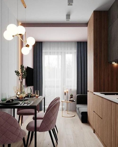 Как обставить мебель в маленькой кухне. 04