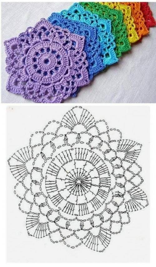 Круглые мотивы крючком со схемами. 03