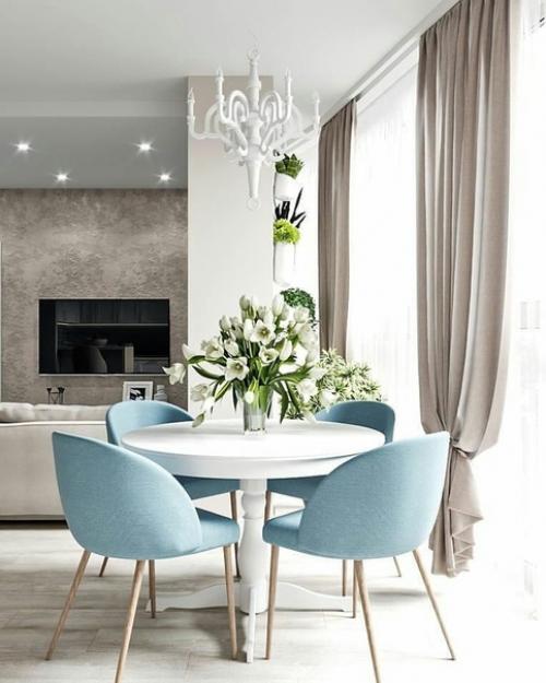 Светлый дизайн кухни - гостиной. 01