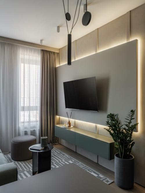 Интерьер 1-комнатной квартиры 48 м 2 в ЖК крылья в Москве. 07