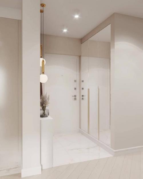 Светлый интерьер кухни - гостинои и прихожей. 03