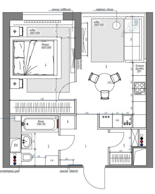 Проект 1-комнатной квартиры 39 м 2 в ЖК Рассказово в новой Москве. 09