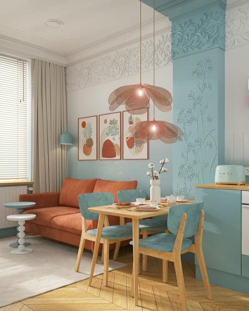 Цветной проект 1-комнатной квартиры 36, 3 м 2 (39, 8 м 2 с лоджией) в ЖК Дубровский в Пушкине (Санкт-петербург. 06