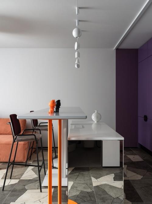 Креативный цветной интерьер 1-комнатной квартиры 40 м 2 в ЖК черная речка в Санкт-петербурге. 04