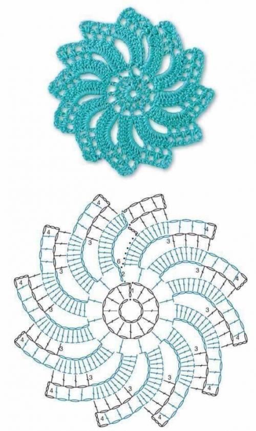 Круглые мотивы крючком со схемами. 02