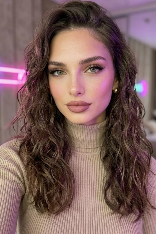 > Крупный план селфи красивой молодой девушки.  