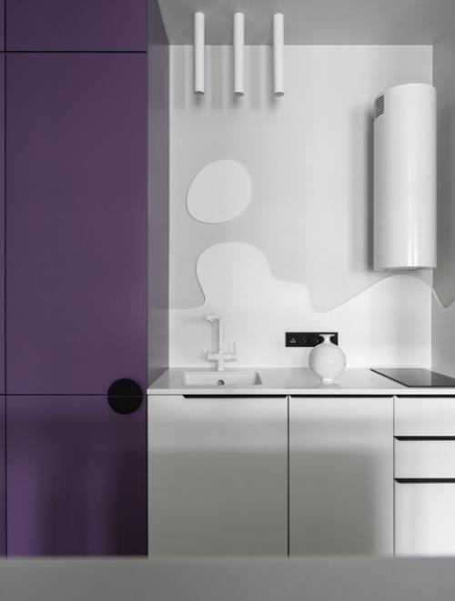 Креативный цветной интерьер 1-комнатной квартиры 40 м 2 в ЖК черная речка в Санкт-петербурге. 02